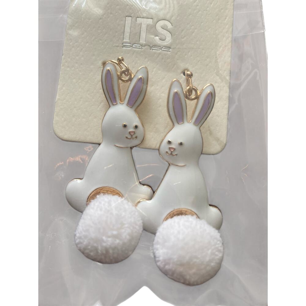 Two pairs of pierced earrings bunny blue boho fun artsy Easter basket girls kids